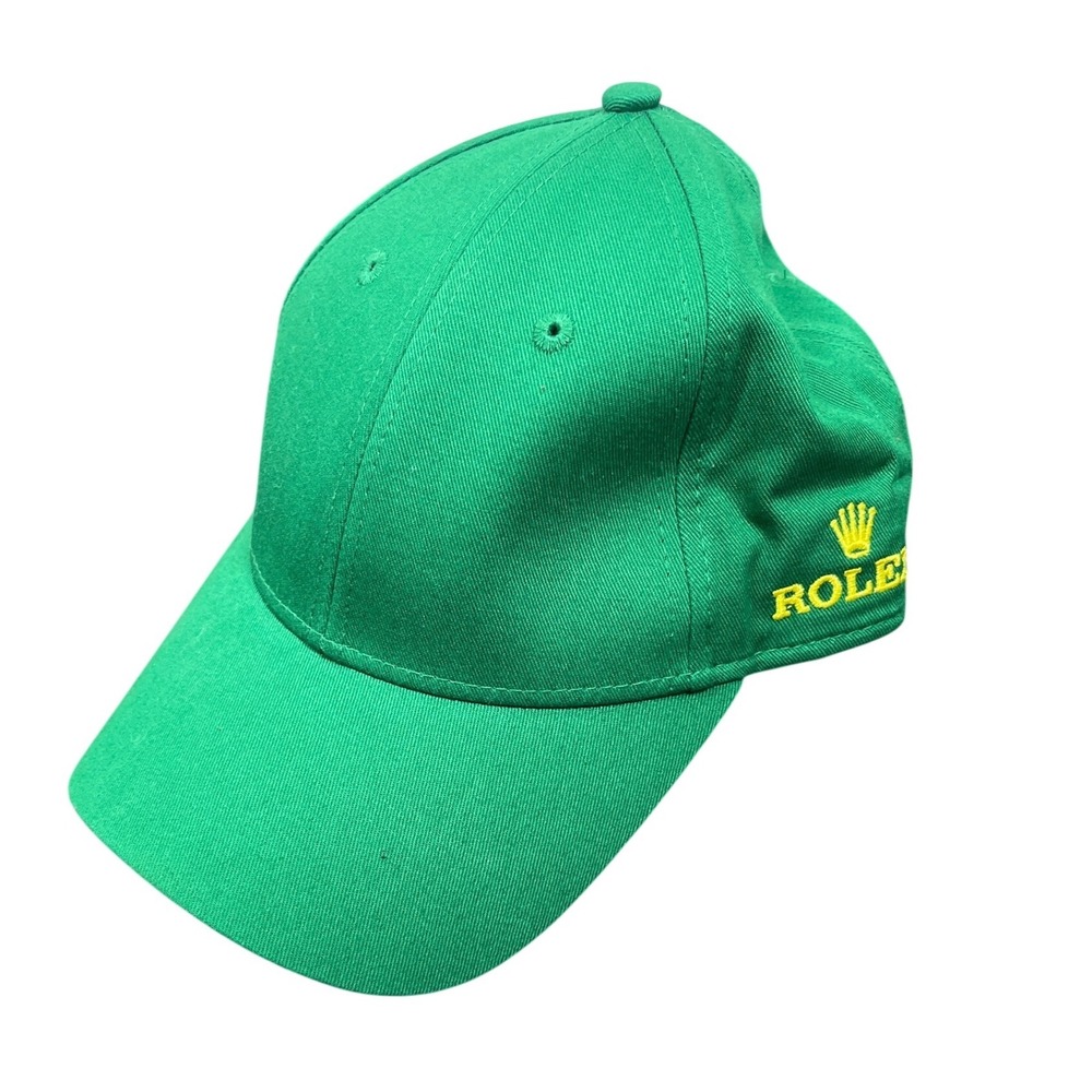 Rolex Green Baseball Cap Hat Yellow Embroidered Logo Adjustable Buckle Mens